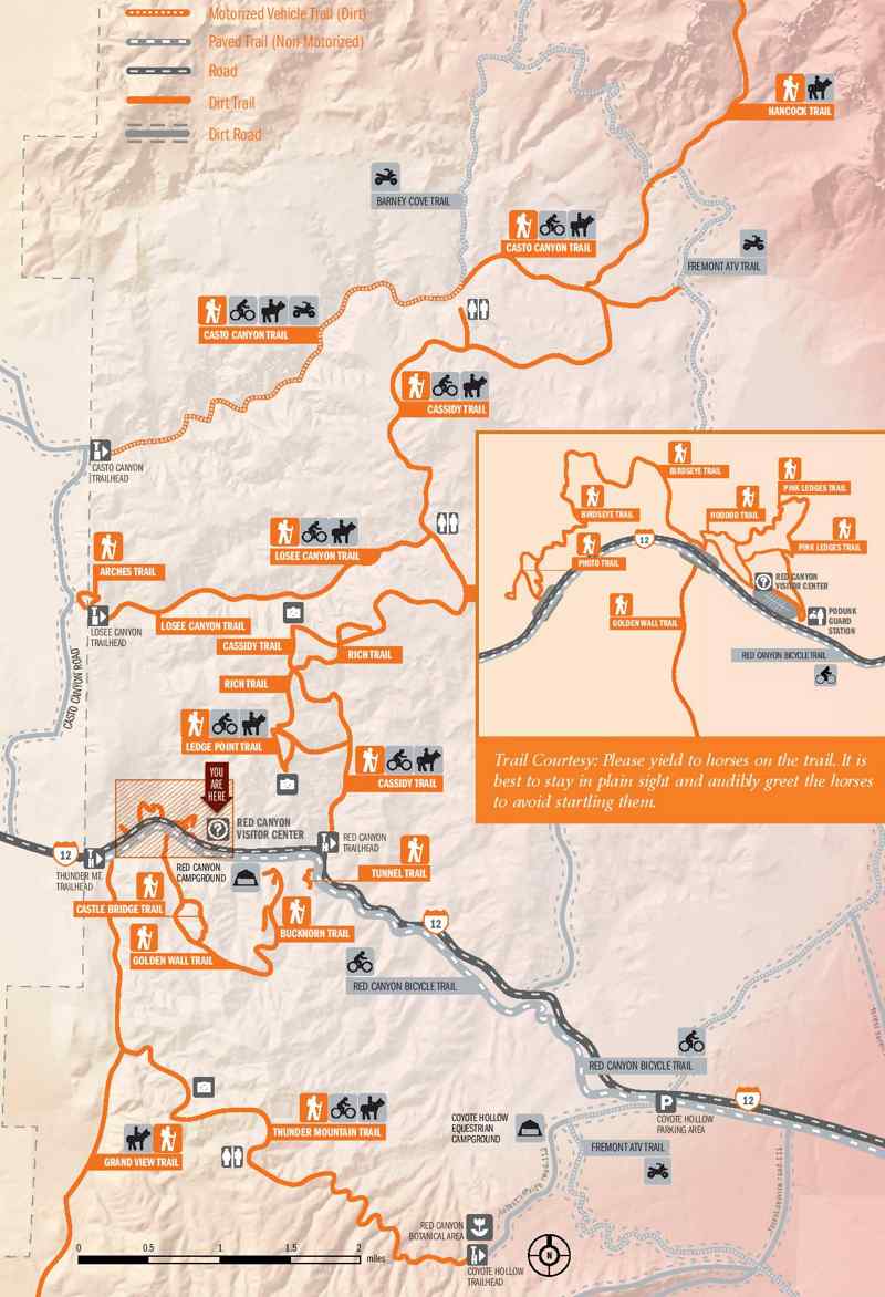 Carte des randonnées du Red Canyon