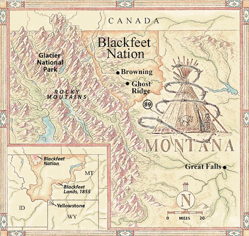 Carte réserve Blackfeet Tribe of the Blackfeet Indian Reservation