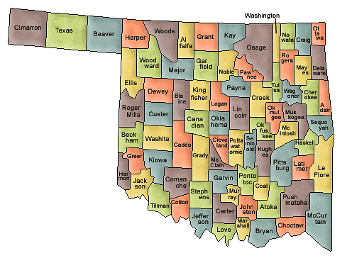 Carte des comtés Oklahoma