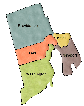 Carte des comtés Rhode Island