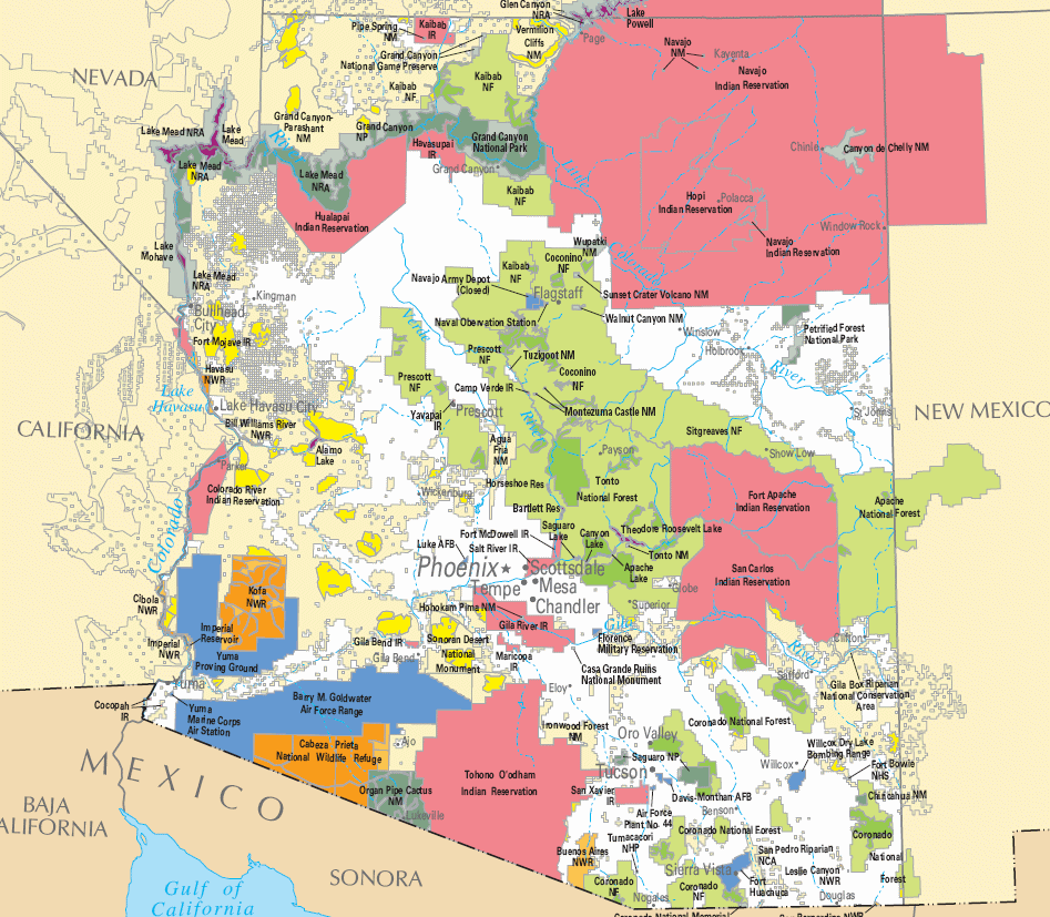 Carte détaillée Arizona