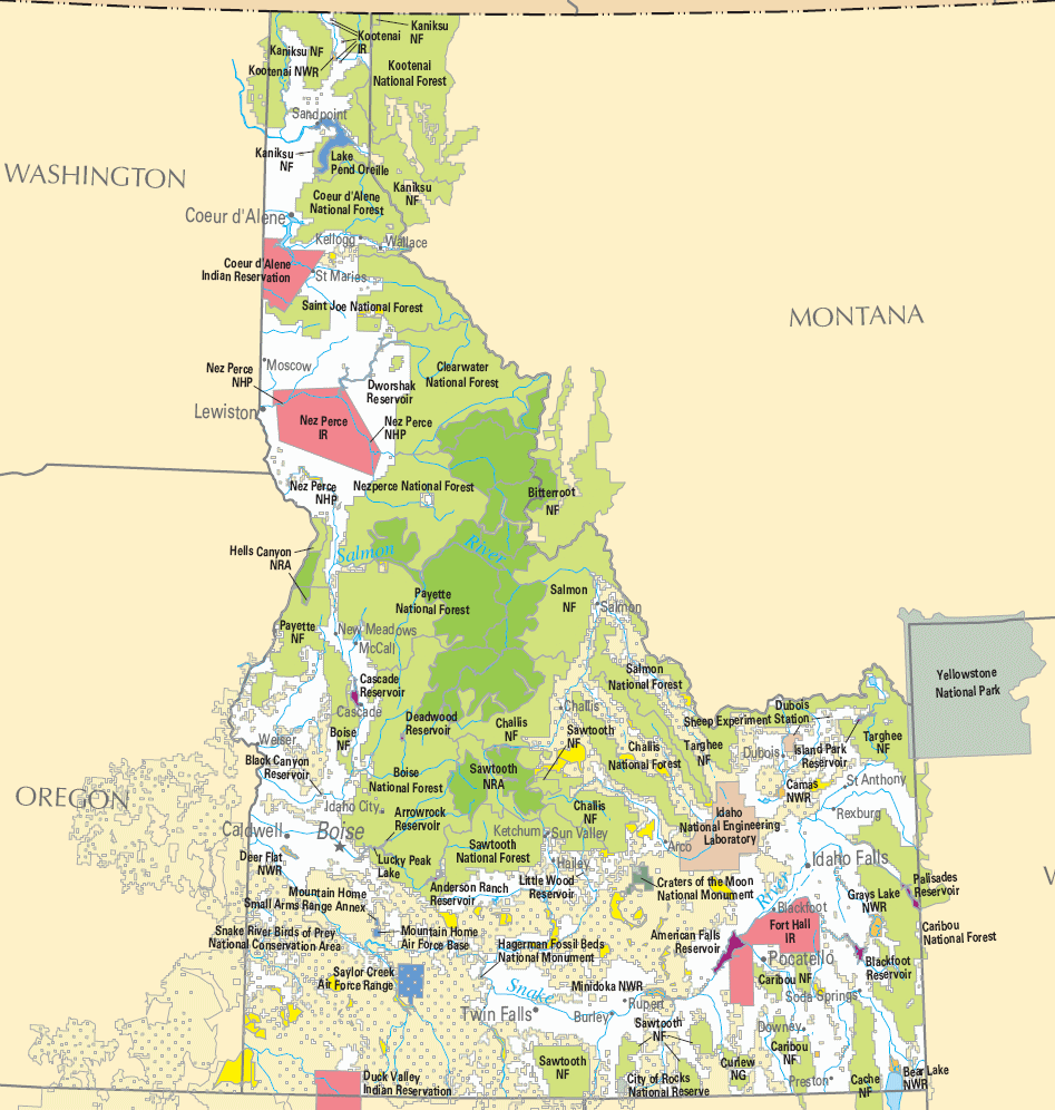 Carte détaillée Idaho