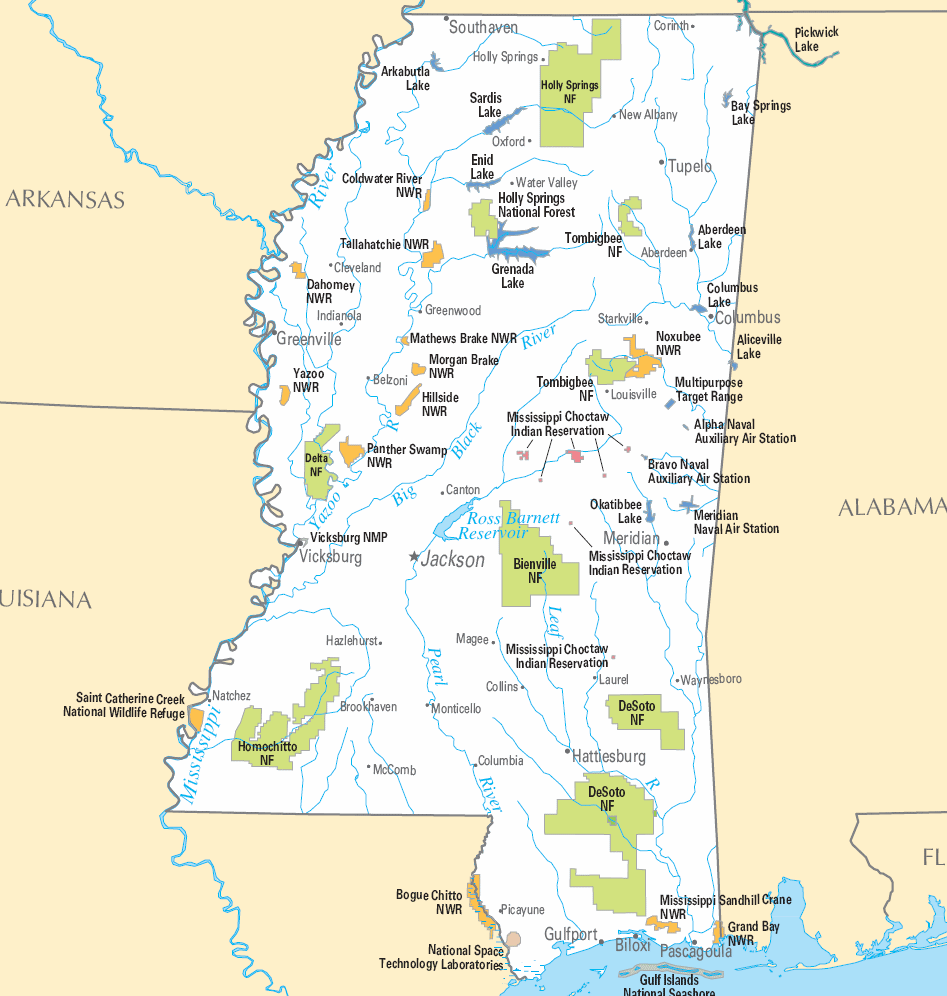 Carte détaillée Mississippi
