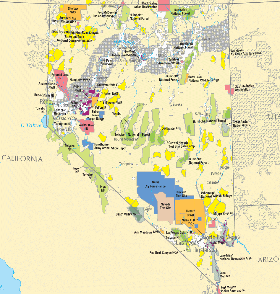 Carte détaillée Nevada