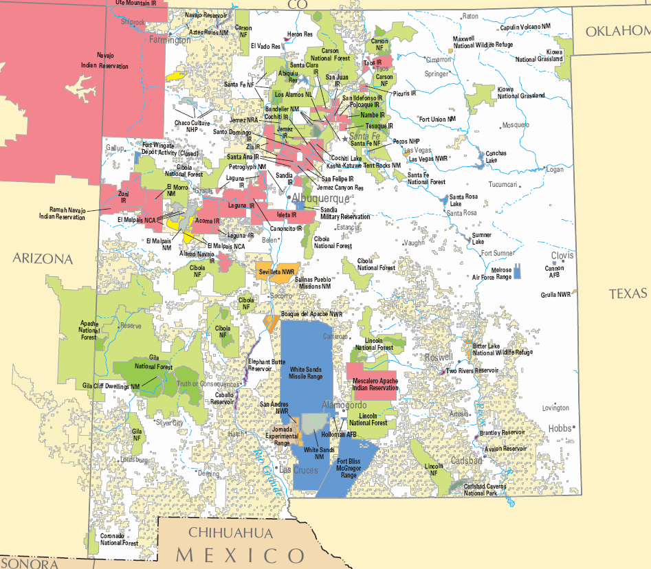 Carte détaillée Nouveau Mexique