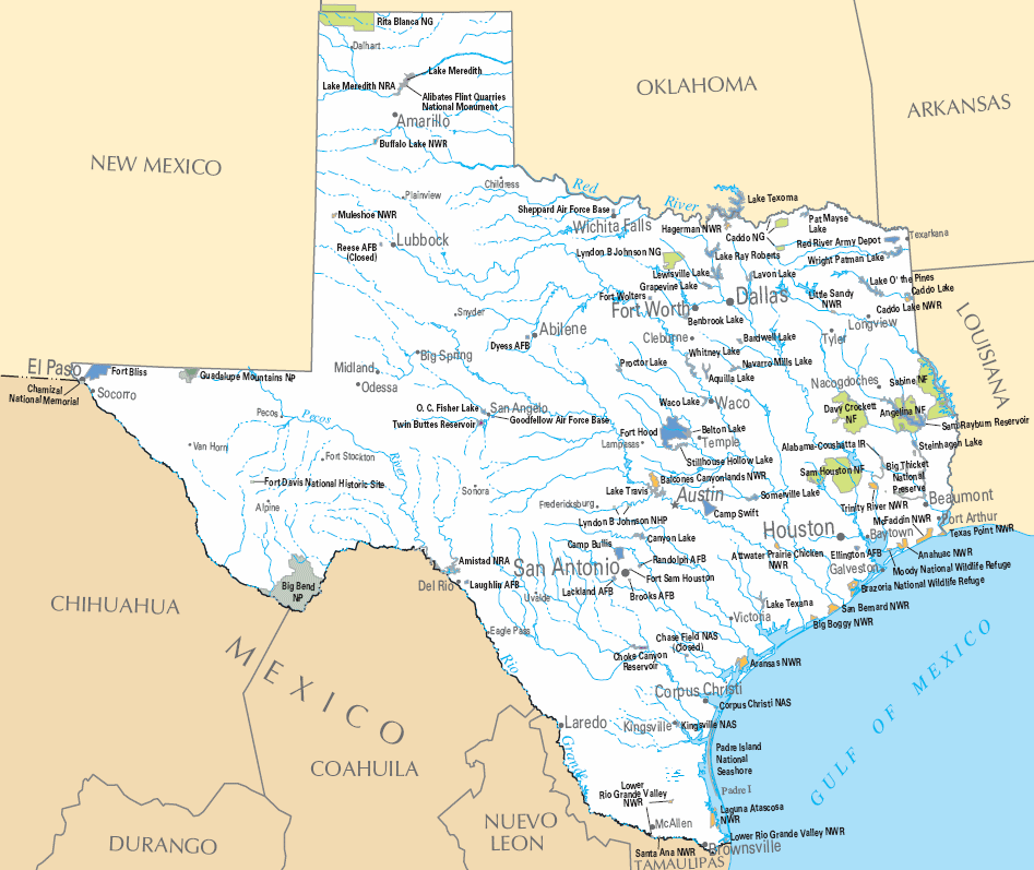 Carte détaillée Texas