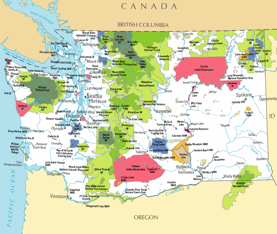 Carte détaillée Washington