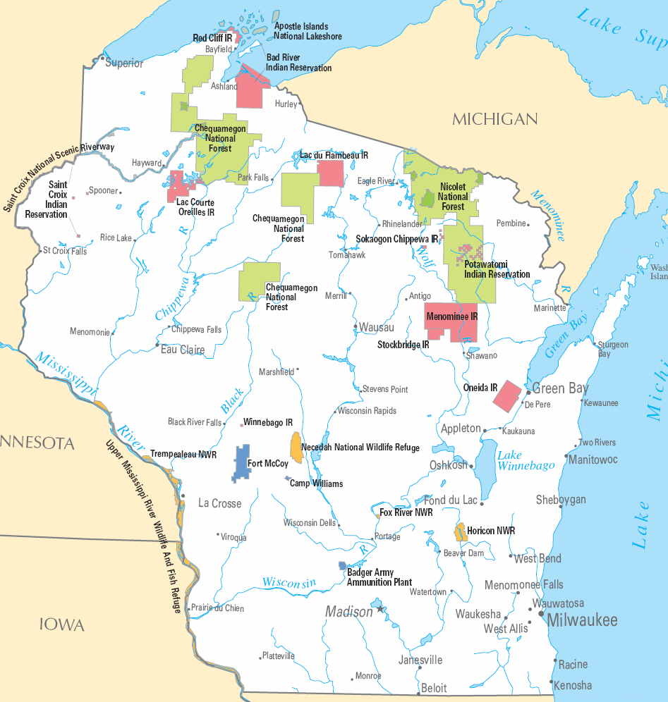 Carte détaillée Wisconsin