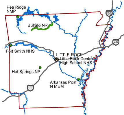 Carte des parcs Arkansas