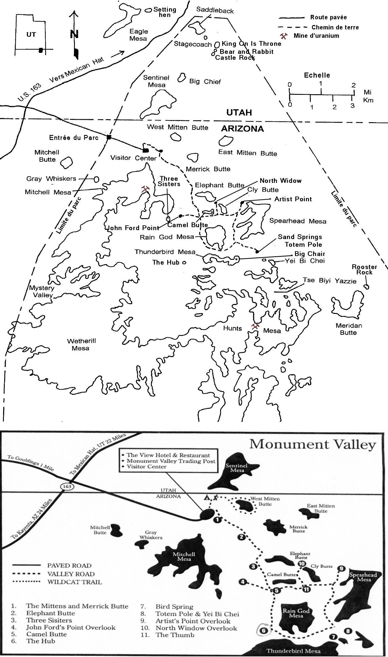 Carte Plan Monument Valley Navajo Tribal Park