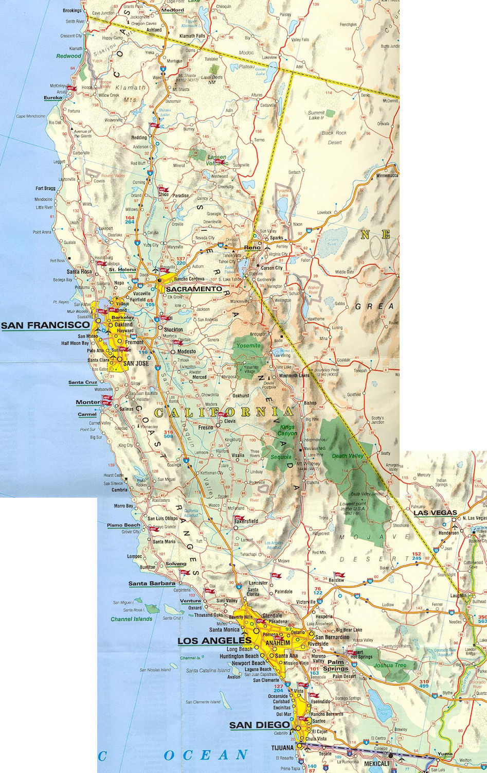 Carte routiere Californie