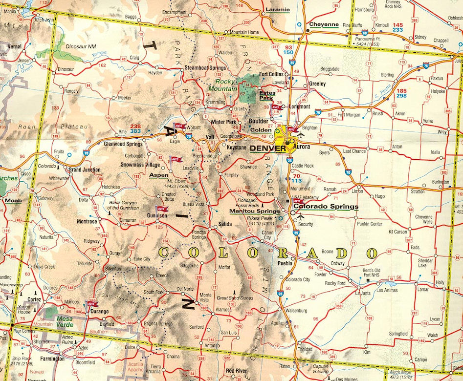 Carte routiere Colorado