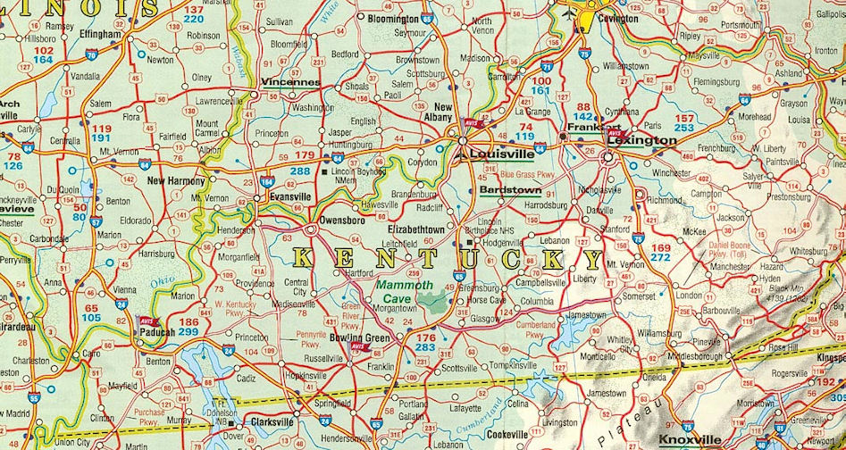 Carte routiere Kentucky
