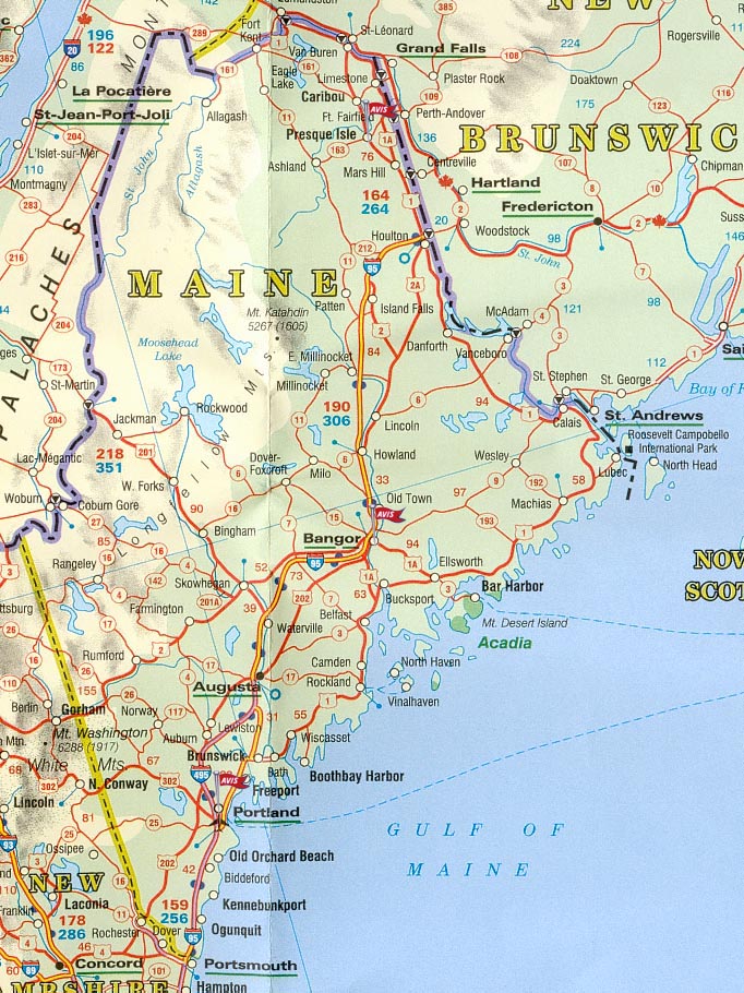 Carte routiere Maine