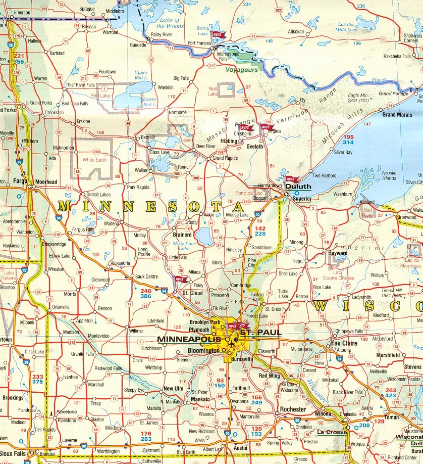 Carte routiere Minnesota