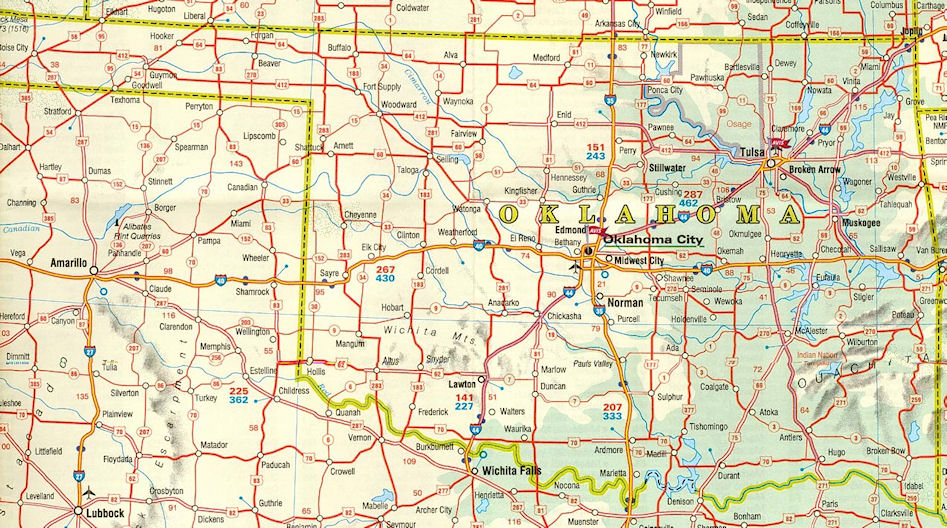 Carte routiere Oklahoma