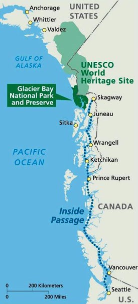 Carte Glacier Bay area