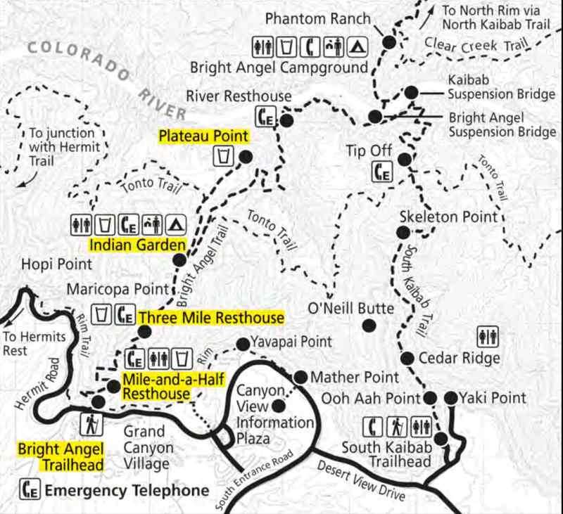 Carte du Bright Angel Trail