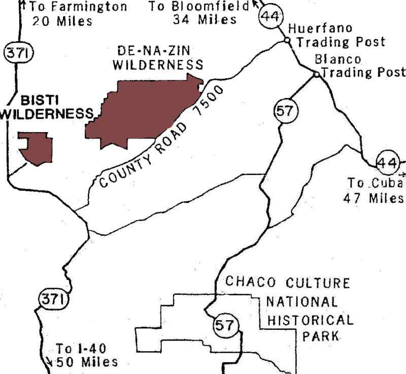 Carte du Bisti/De-Na-Zin Wilderness Area