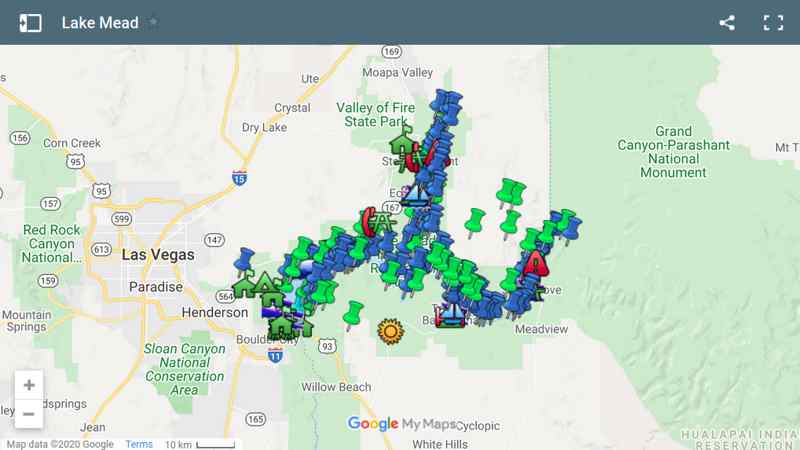 Carte des activités au Lake Mead