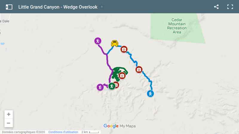 Carte des visites à faire au Little Grand Canyon