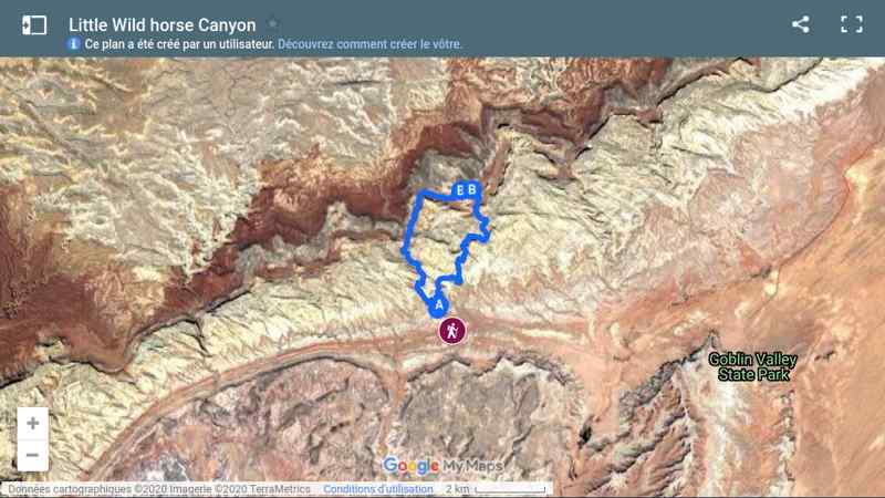 Carte randonnées Little Wild horse Canyon