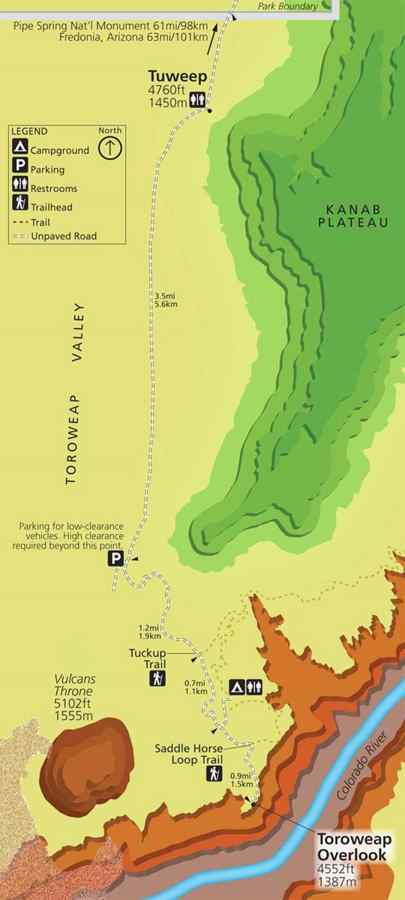 Carte de Tuweep ou Toroweap Overlook