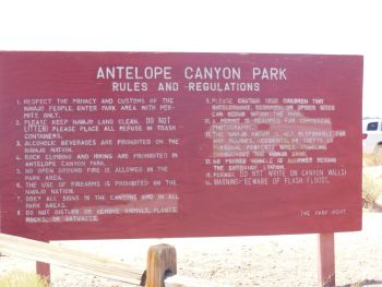 Régles Upper Antelope Canyon