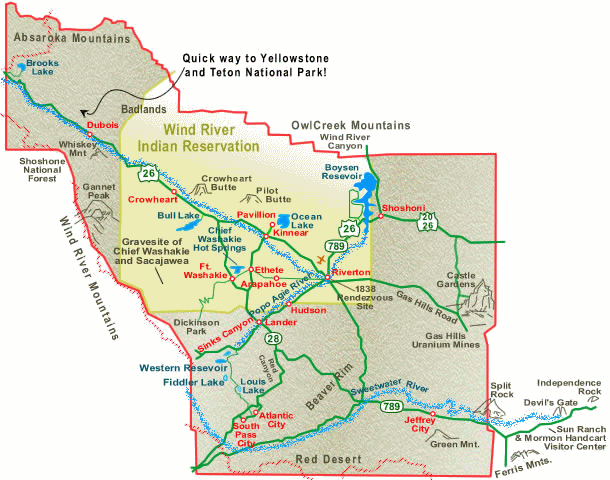 Carte réserve Arapahoe Tribe of the Wind River Reservation