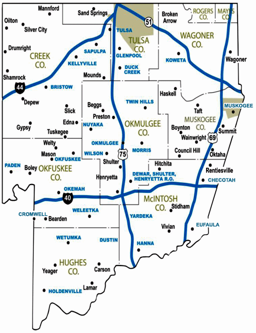 Carte réserve Muscogee (Creek) Nation