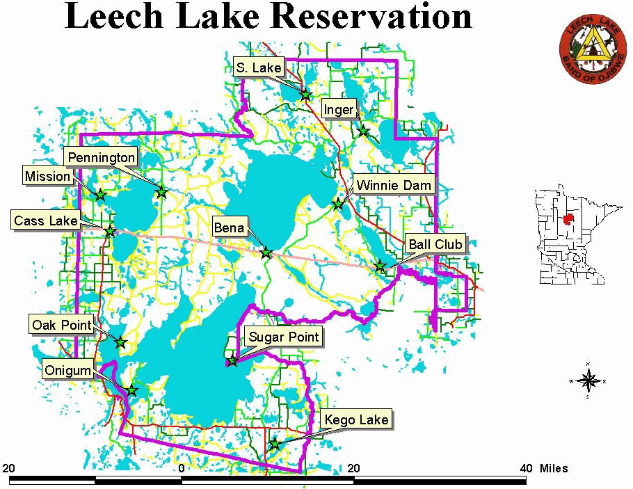 Carte réserve Ojibwés - Chippewa