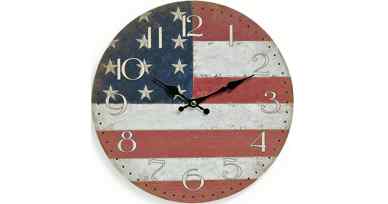 Horloge murale en bois 29 cm drapeau américain