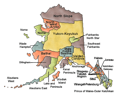 Carte des comtés Alaska