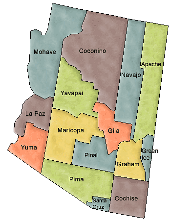 Carte des comtés Arizona