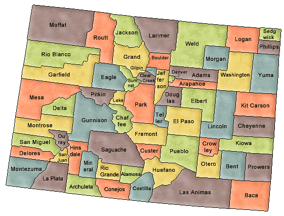Carte des comtés Colorado