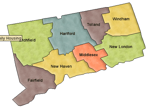 Carte des comtés Connecticut