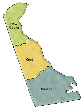 Carte des comtés Delaware