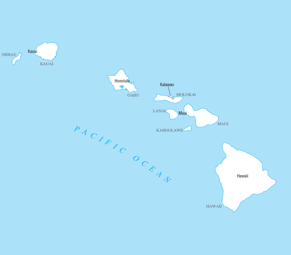 Carte des comtés Hawaii