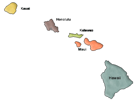 Carte des comtés Hawaii