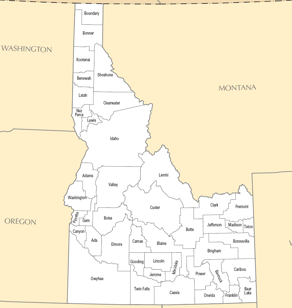 Carte des comtés Idaho