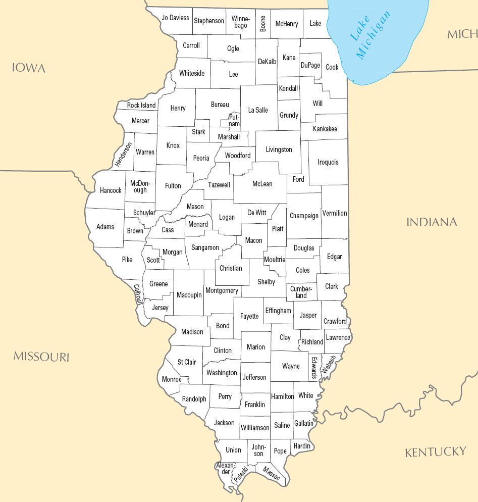 Carte des comtés Illinois