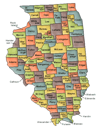 Carte des comtés Illinois