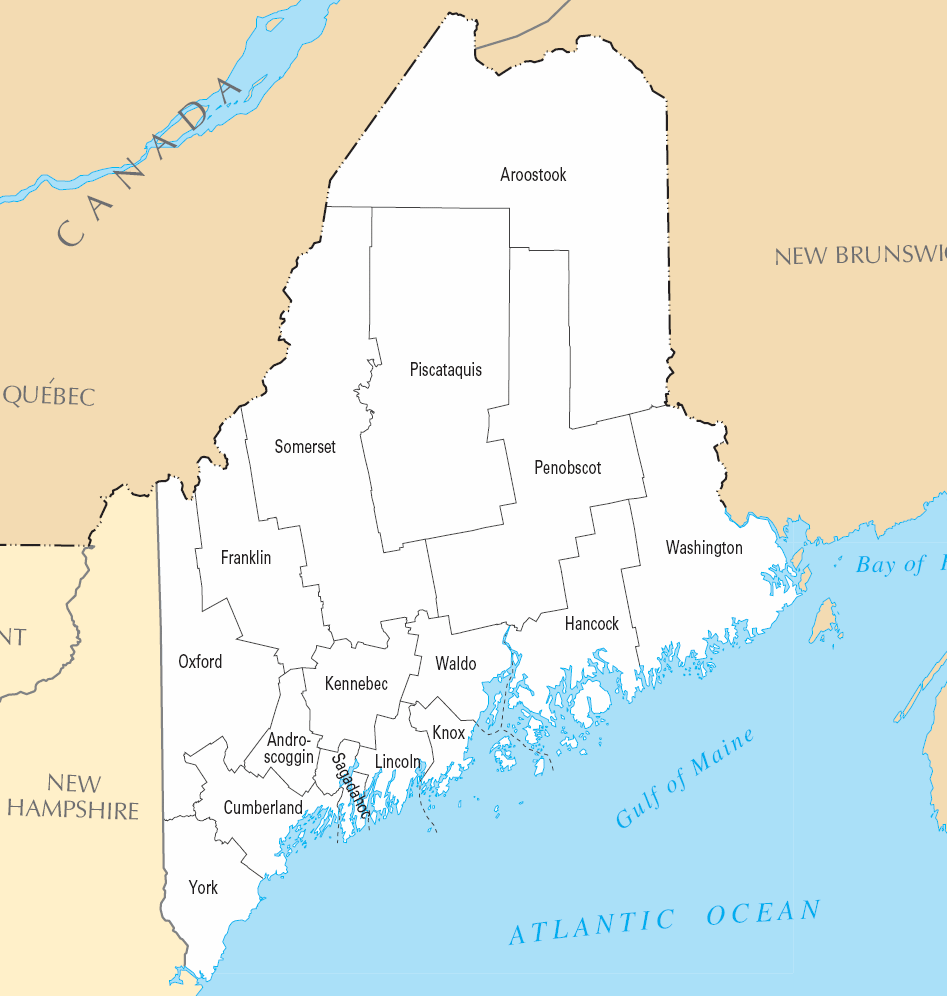 Carte des comtés Maine