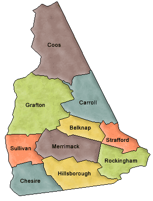 Carte des comtés New Hampshire