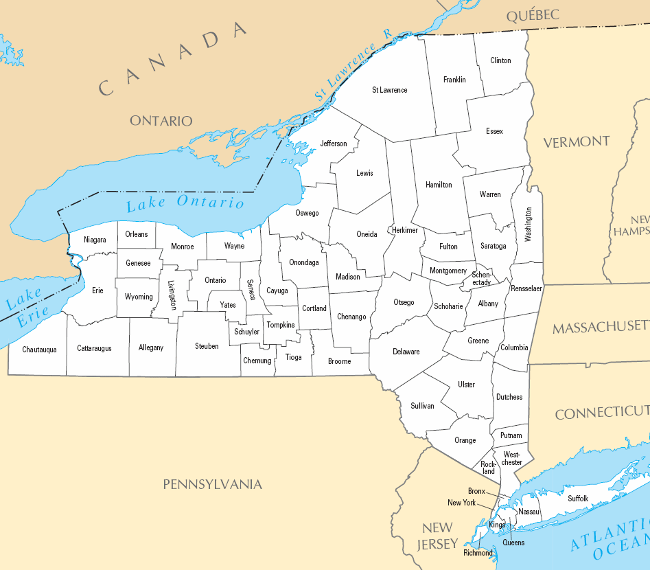 Carte des comtés New York