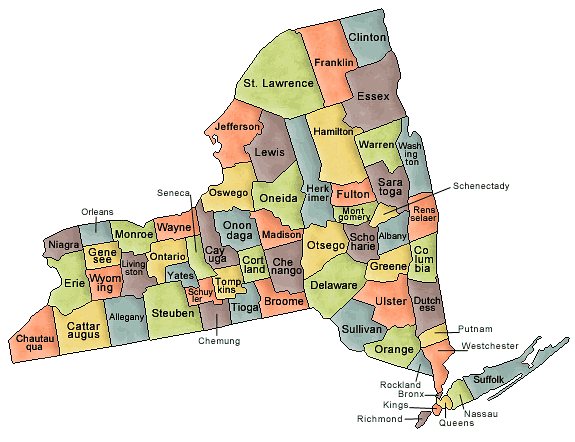 Carte des comtés New York