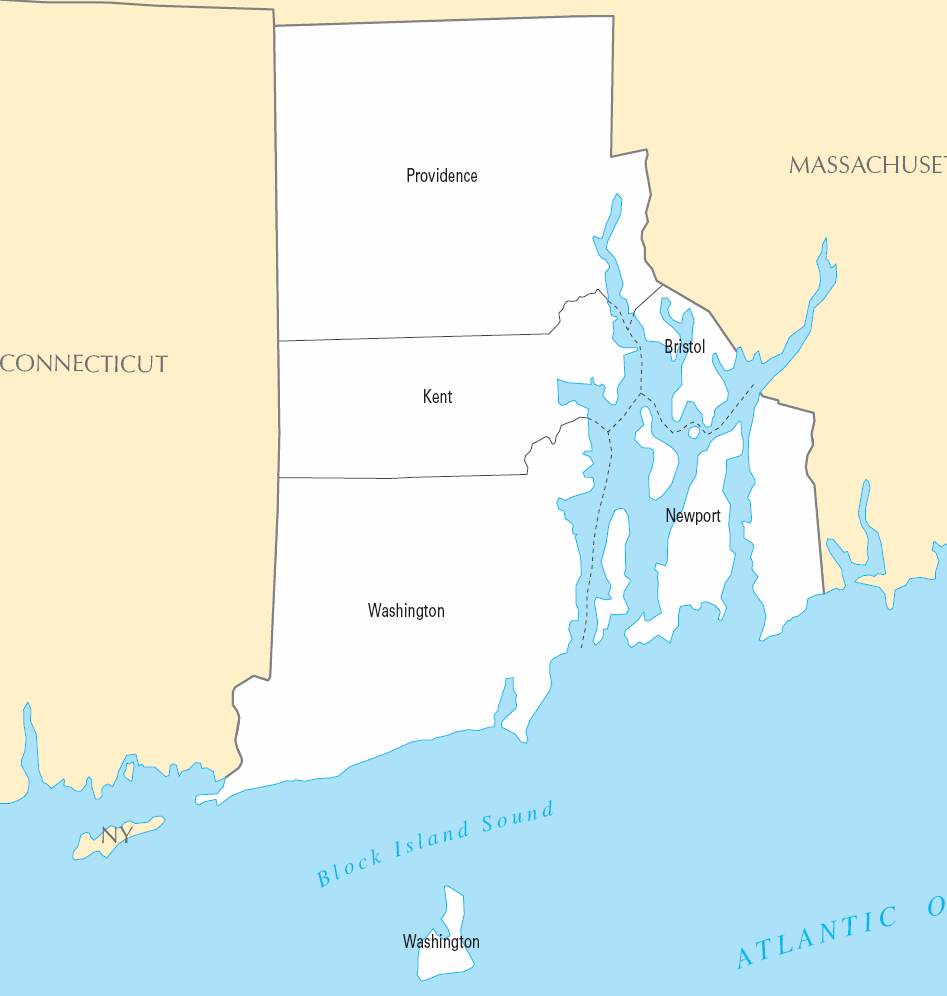 Carte des comtés Rhode Island