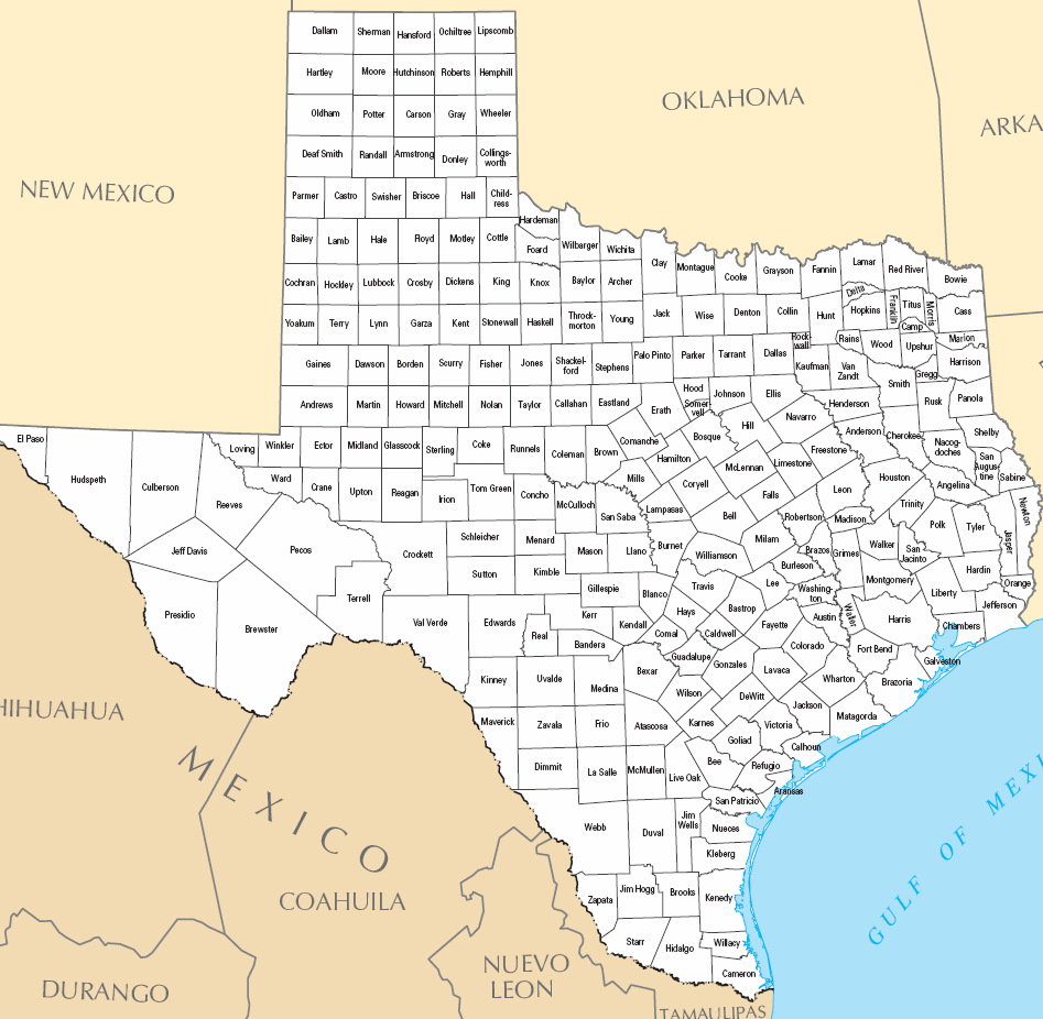 carte du texas