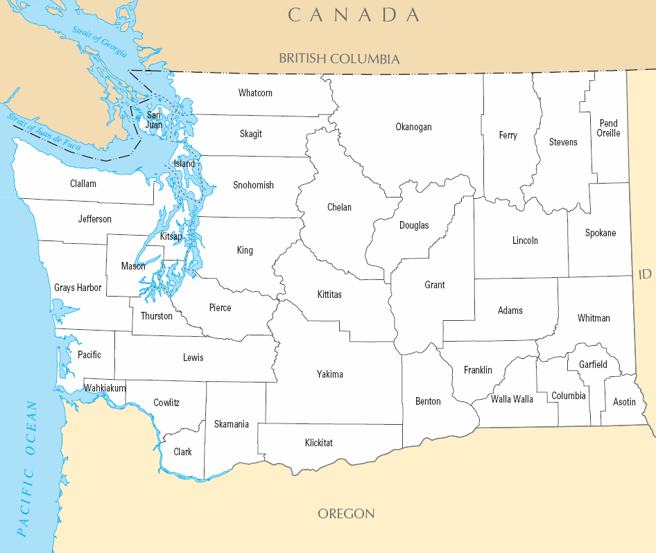 washington carte des états unis