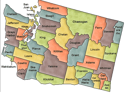 Carte des comtés Washington